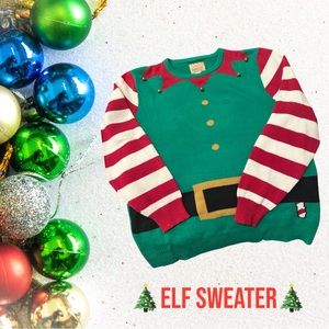 🎄Roebuck & Co Vintage Elf Sweater with Bells - Perfect for Ugly Sweater Party🎄